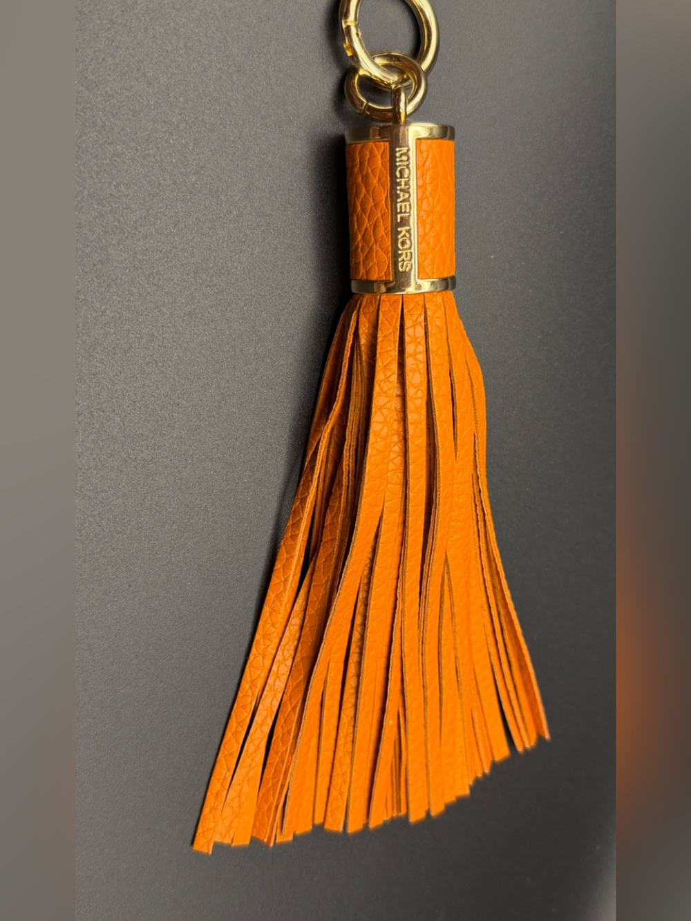 Michael Kors Bright Orange Leather Tassel Key & Bag Charm